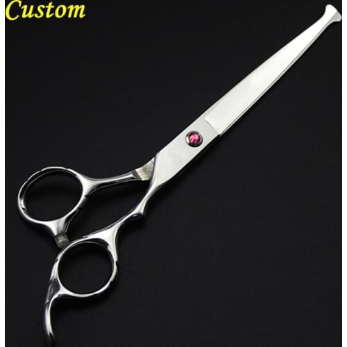 Custom professional japan 7 inch Round head Pet dog grooming hair scissors Cutting barber scissor shears hairdressing scissors