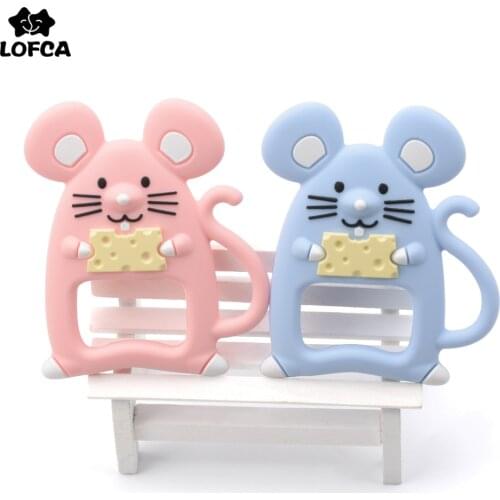 Mouse Teether Toys Necklace Accessories Infant Chew Toys Mouse Silicone Beads Soft teether DIY Baby Teething