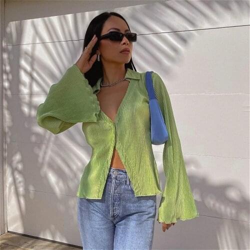 2021 New Long Sleeve Shirts Blouse Women Solid Color Lapel Single Breasted Shirt Autumn Casual Loose Elegant Blouses Tops Female