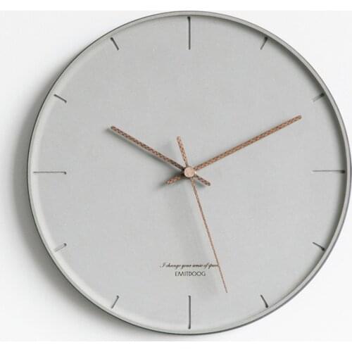 12 inch Modern MDF Board Wall Clock Minimalist Nordic Ins Elegant Round Gray Artistic Silently Suzuki Clock for Cafe Home Decor