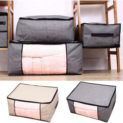 Storage Bag For Clothes Blanket Portable Non-woven Folding Clothes Pillow Quilt Blanket Storage Box Organizer