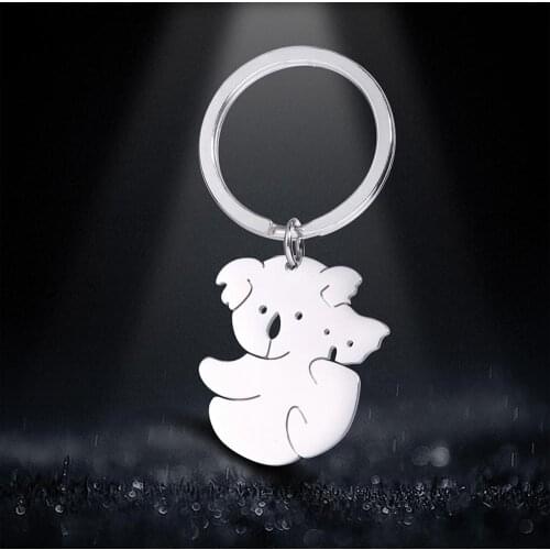 Teamer Protect Cute Koala Pendant Keychain Stainless Steel Animal Keyring Bag Car Key Jewelry Gift for Friend