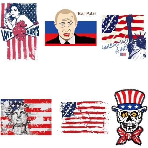 Iron on Flag Patches Military Patches Clothing Applications Heat Transfer Stickers Decor Badges Icons DIY T-shirt Stripes Print