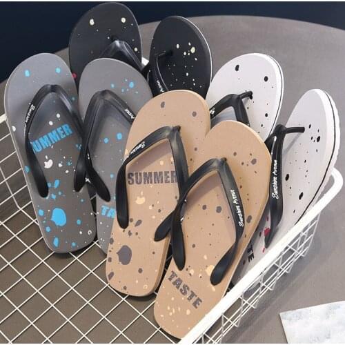 Comfortable herringbone slippers mens trend is simple and stylish beach shoes wear outdoor rubber antiskid summer slippers