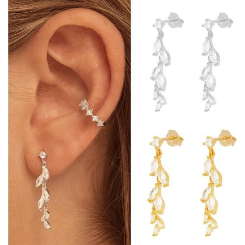 Shiny 18K Gold Filled Water Drop Korean Dangle Earrings Cut CZ Long Earrings For Women Fashion Gift Jewelry