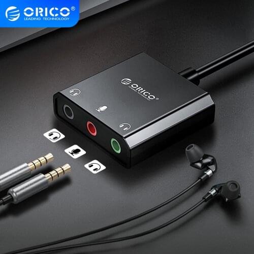 ORICO External Sound Card USB to 3.5mm Jack Audio Interface Microphone Speakers Computer Headset Soundcard For PS4 PC Laptop