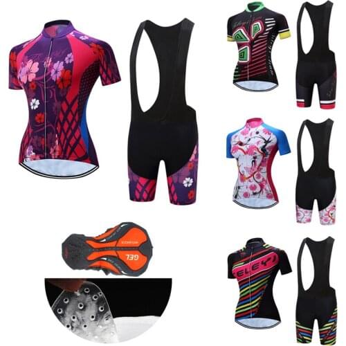 2021 Womens Bicycle Clothing Summer Cycling Jersey Set Female Road Bike Clothes MTB Uniform Mallot Dress Cyclist Suit BIB Kit