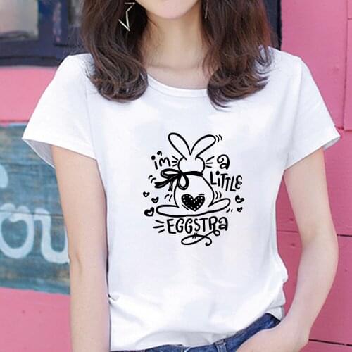 I'm Little Bunny Easter Print Woman Tshirts Fashion Plus Size Clothing Kawaii Graphic T Shirts Streetwear Short Sleeve Top Femme