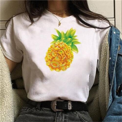 Womens colorful Pineapple Fruit Clothing Printed T-shirt Fashion Womens Top Graphic T-shirt Womens Kawaii Camisas T-shirt