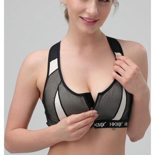 Women Bra girl Fitness Padded Seamless Vest Tops Tank Stretch Workout female Zipper Nylon Bra Stretch Push up Sexy Fitness Bra