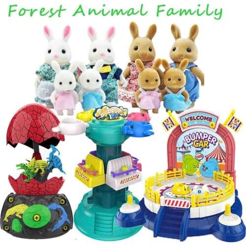 1:12 Dinosaur Egg Amusement Park Forest Animal Family Bumper Car Elevator Toy DIY Assembled Puzzle Park Model Toy Christmas Gift