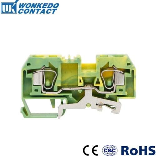 10Pcs 284-907 Connector DIN Mount Ground Spring Cage Connection Terminal Blocks 2 Conductor through