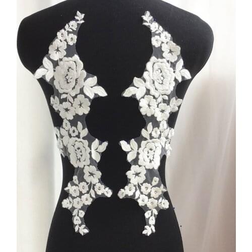 10pieces/5pair Cotton Thread Encryption Lace Flower Flower Stickers Mirror Flowers Wedding Dress DIY with Fashion Patch RS2734