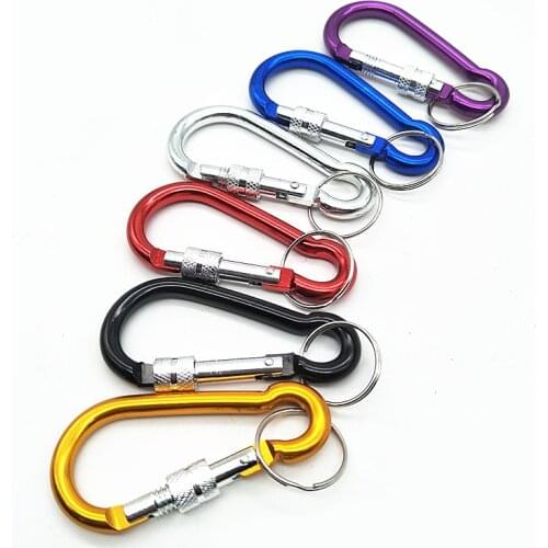 12pcs 5#Locking Carabiner with Lock Mixed Color Aluminum Alloy Keychain for Key Car EDF88