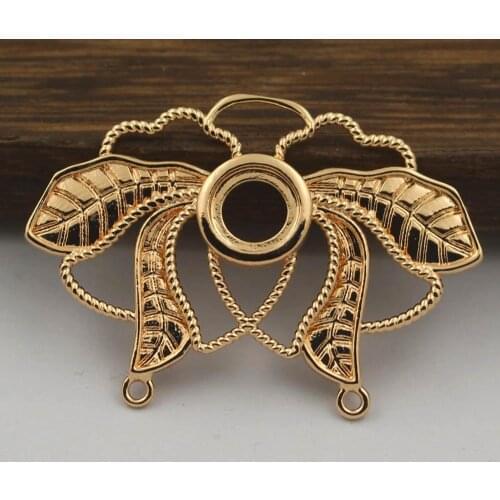 20pcs Brass Casted Oriental Charms Pendant 7mm Open Back Cameo Cabochon Base Quality Gold Color Wedding Jewelry Accessories