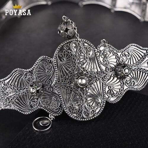 2019 Free Shipping Caucasus Ethnic old silver belt for women Caucasus traditional wedding waist chain for women