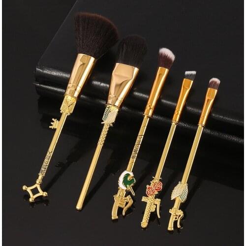 5pcs/set Anime Attacking Giant Golden Bronze Make Up Brush Cartoon Cosplay Props Fashion Make Up Brush Gifts for Girlfriend