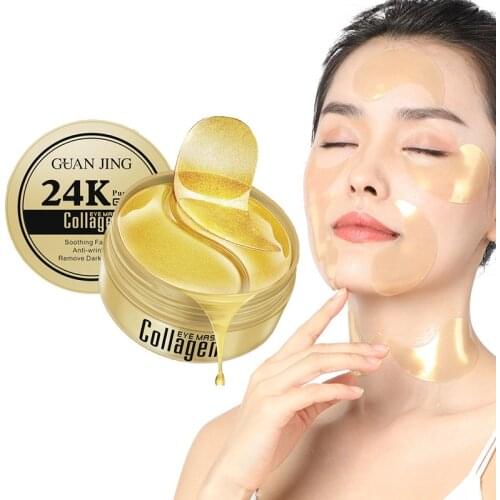 24K Gold Collagen Eye Mask Anti Wrinkle Sleep Crystal Eye Patch Remove Dark Circles Moisturizing Eye Mask 60PCS