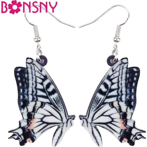 Bonsny Acrylic Floral Papilio Xuthus Butterfly Earrings Big Long Dangle Drop Fashion Insect Jewelry For Women Girls Ladies Gift