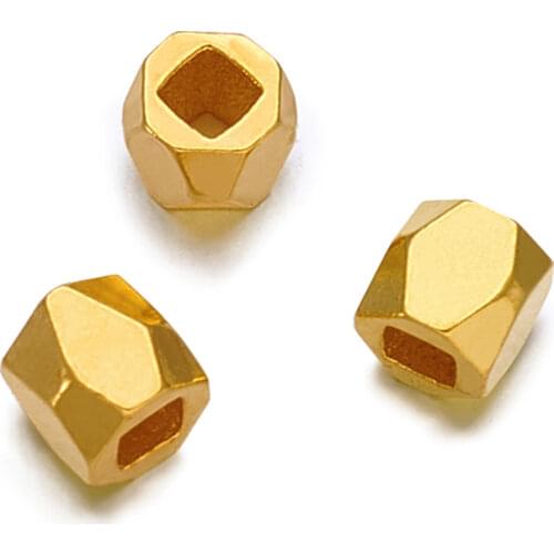 50pcs 3x3mm Alloy Faceted Column Spacer Beads Metal Beads for Jewelry Making DIY Bracelet Necklace Hole: 1.5mm