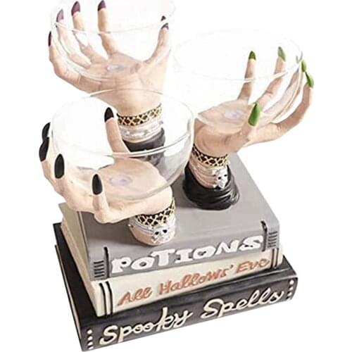 Hand Bowl Holder 2-3Pc Halloween Witch Hand Bowl Holder Decor Resin Crafts Dessert Snack Storage Table Top Decorations (No Book)