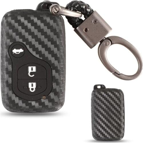 Kutery Carbon Silicone Rubber Car Key Cover Case For Toyota Camry Crown Prado Subaru Foreste XV Remote Key Protecor 3Buttons