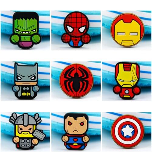 1pcs Super Hero Croc Shoe Charms Accessories Game Movies Pvc Cartoon Decorations 3D Badges Pins for Marvels Boys Friend Gift Set