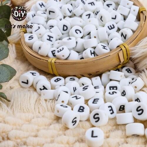 Lets Make Silicone Beads Teether Baby Items 50pcs Wholesale Food Grade English Alphabet Letter Personalized Custom Baby Name