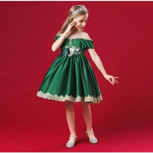 Baby Kids Clothes 2021 Spring Summer New Children Birthday Party Evening Dress Baby Lace Flower Princess Dresses Girl Show Dress