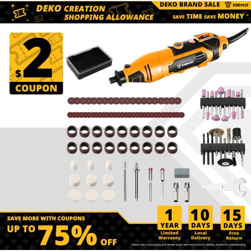 DEKO DKRT02 Electric Drill Variable Speed Mini Grinder Rotary Tool Kit Cutting Polishing Drilling with 105PCS dremel Accessories