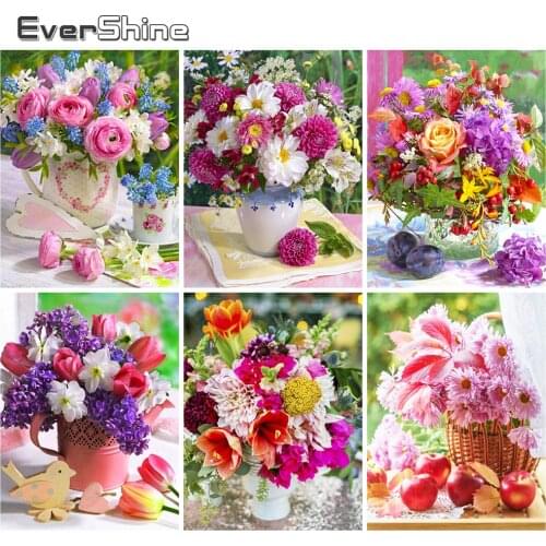 Evershine Diamond Painting Peony Rhinestone Mosaic Diamond Embroidery Daisy Cross Stitch Flower DIY Hobby New Arrival Wall Decor