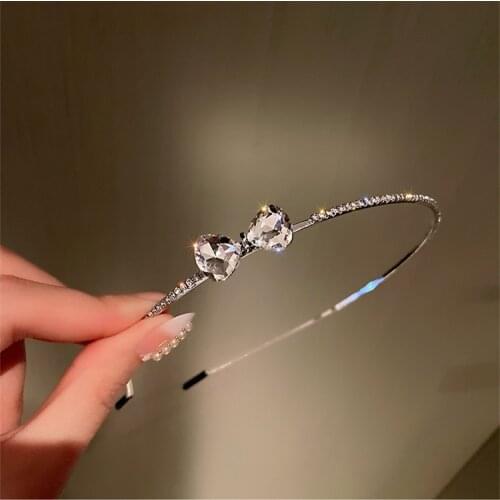FYUAN Korean Style Rhinestone Hairbands for Women Small Bowknot HairClip Wedding Hair Accessories Jewelry