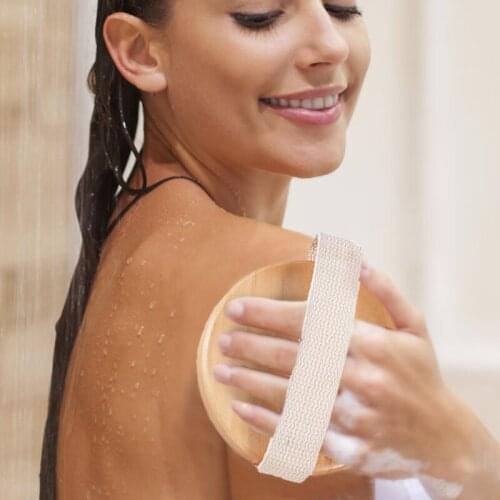 Hemu soft bead bristles shower brush round head handleless bathing and back rubbing brush Body massage exfoliating shower brush