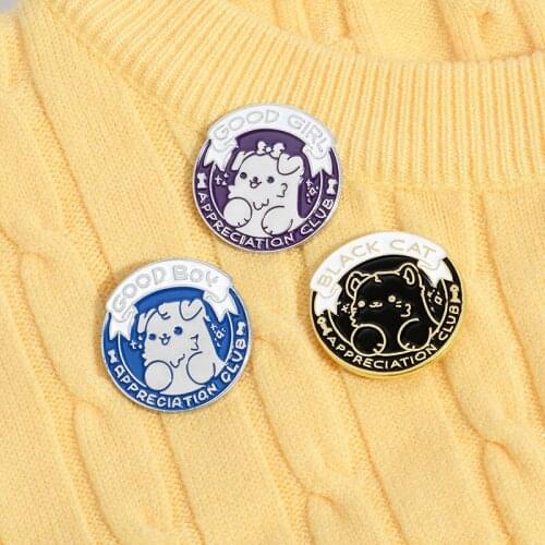 GOOD GIRL APPRECIATON CLUB Round brooch creative brooch pin animals badge enamel backpack lapel pin hat jewelry gift for friend