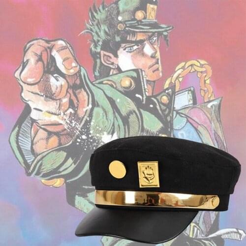 Anime JOJO JoJos Bizarre Adventure Cosplay Cap Jotaro Kujo Cosplay Accessories Hats Army Military Flatcap Badges Anime Around