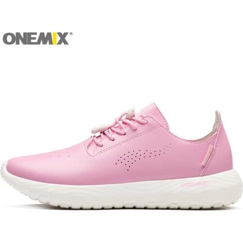 ONEMIX Women Stylish Shoes Sneakers Leather Luxury Brand Soft Micro Fabric Light Sport Shoes Outdoor Sport Walking Trainer Shoes