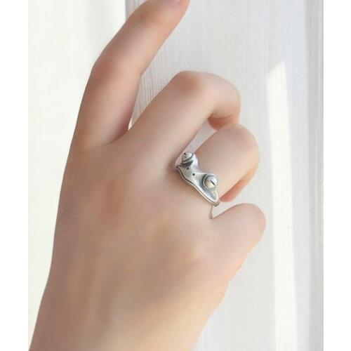 Frog Ring Women 925 Silver Retro Personality Adjustable Ring Jewelry Men SANA889