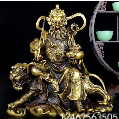 Copper Brass Buddhist Brass Statue Zhao Gongming God Of Wealth Copper Statue Bronze Sculpture wholesale factory Bronze Arts