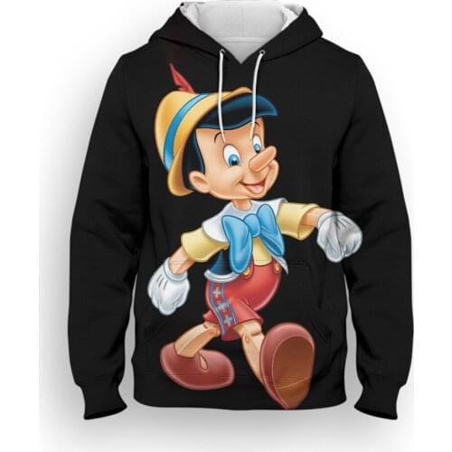 Disney Pinocchio 3D Print Branded Mens Clothing Cartoon Anime Fashion Women Hoodies Streetwear Oversized Mens Sweatshirts