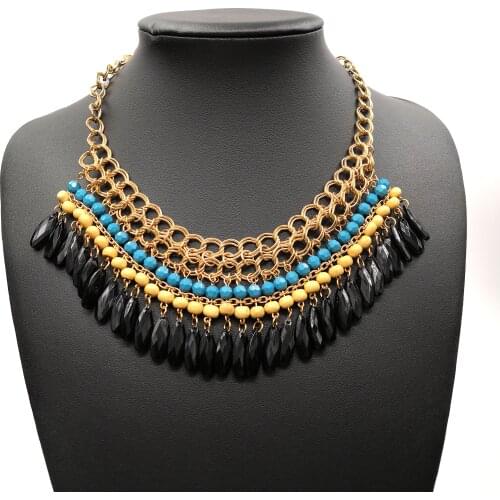 Fashion statement necklace choker chunky crystal resin necklace no fade no tarnish jewelry necklace