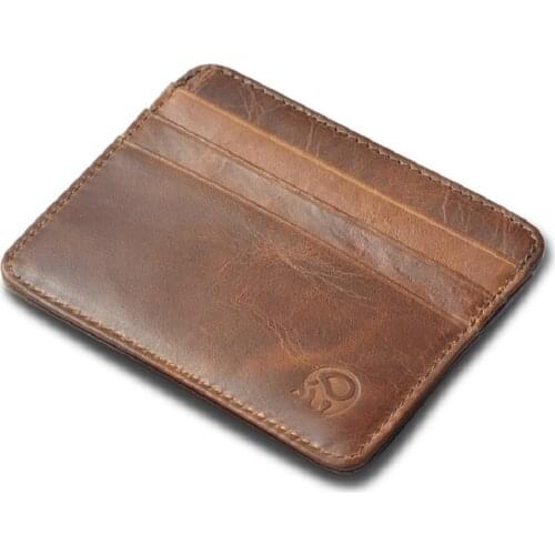 Fashion Genuine Leather Bank Card Case Thin Mini Card Wallet Men Business ID Credit Card Holder Cards Pack Cash Pocket Cheap NEW