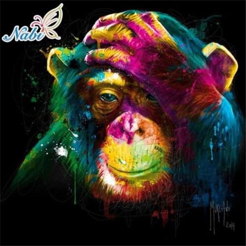 Nabi DIY Colour Monkey Diamond Embroidery Living Room Decor Gift Full Resin Diamond Mosaic Kits Patterns Rhinestone F1764