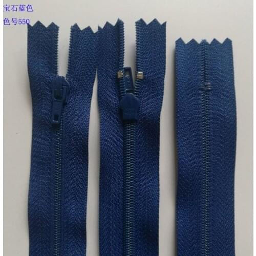 50pcs/lot Cheap Ykk Nylon Coil Zipper Close End 20cm 3# Inner Woven Sapphire Blue Trouser Pants Zippers for Sewing Accessories