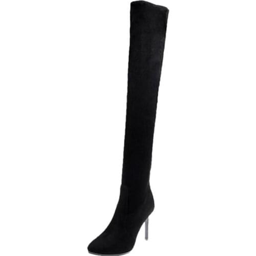 New womens boots fashionable suede high-top knee high-heeled light and comfortable all-match casual womens boots