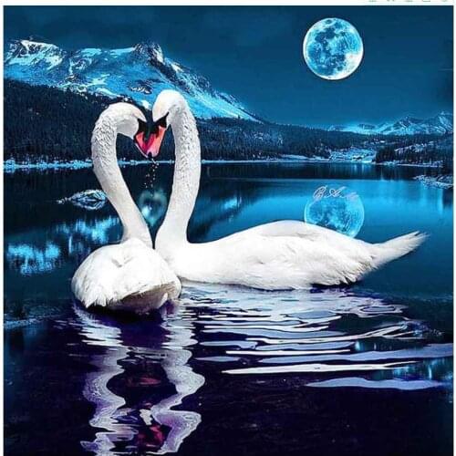 Full diamond painting swan birds embroidery mosaic diamond dotz stickers rhinestone picture puzzle toy drawing wall decor frog