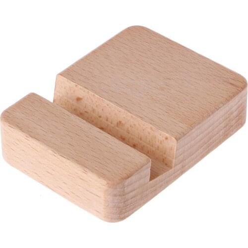 Portable Desk Cell Phone Wood Stand Holder Dock For Smartphone iPhone iPad Mini Natural Wood with Stylish minimalism design