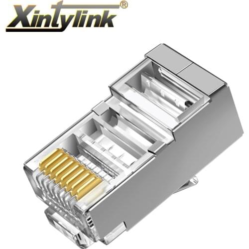 Xintylink rj45 connector ethernet cable plug rj 45 rg45 cat6 conector shielded network stp cat 6 terminals jack lan 20/50/100pcs