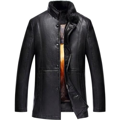 Luxury Mens Leather Jacket Coat 100% mink Fur Fashion Men Winter Leather Jacket Man Clothes Warm Coat Fur Coat Male
