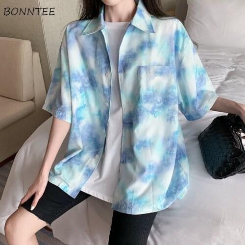 Shirt Women Harajuku Loose Fashionable Female Leisure Street Tops Single Breasted Short Sleeve Unisex Girls Summer Hipster Chic