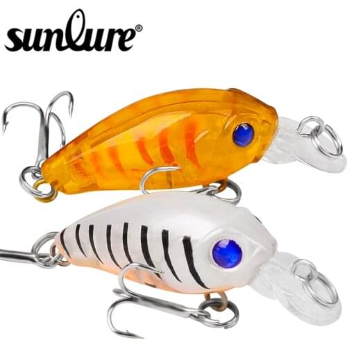 2019 Sunlure 1PC Crank 4.5cm-1.77" Fishing Lures 9 Colors Fishing Tackle 4g-0.14oz Lures with 10# BKB Hooks Hard Fishing Baits